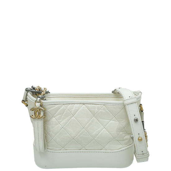 Chanel White Aged Gabrielle Hobo Small Bag
