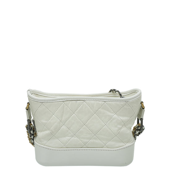 Chanel White Quilted Aged Calfskin Small Gabrielle Backpack