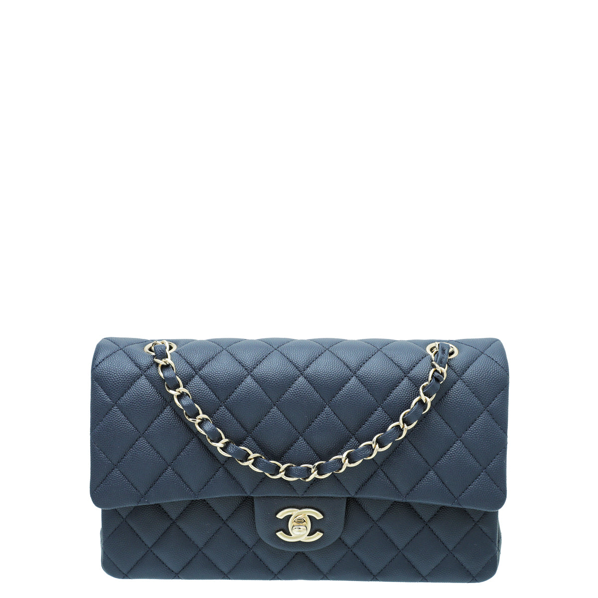 Chanel Navy Blue Classic Double Flap Medium Bag-Chanel-THE CLOSET