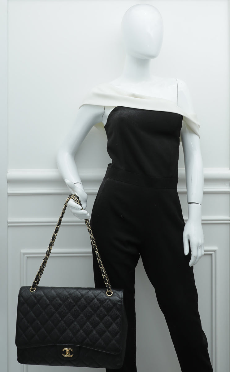 Chanel Black Classic Single Flap Maxi Bag