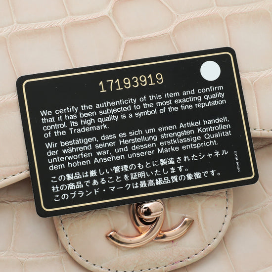 Chanel Pinkish Beige Alligator Classic Double Flap Jumbo Bag – The