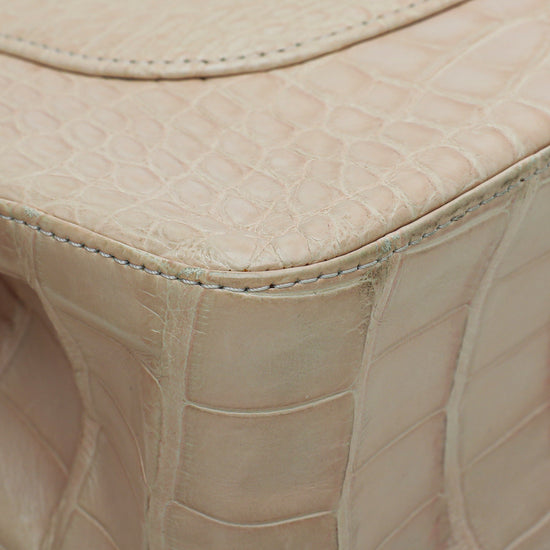 Chanel Pinkish Beige Alligator Classic Double Flap Jumbo Bag