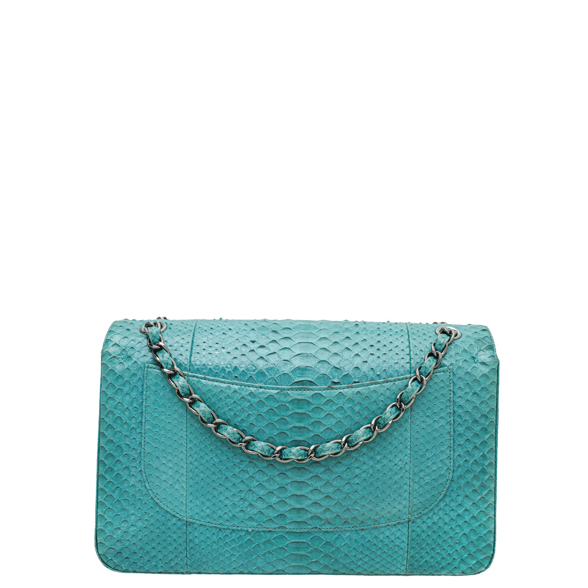 Chanel Turquoise Python Classic Double Flap Jumbo Bag-Chanel-THE CLOSET