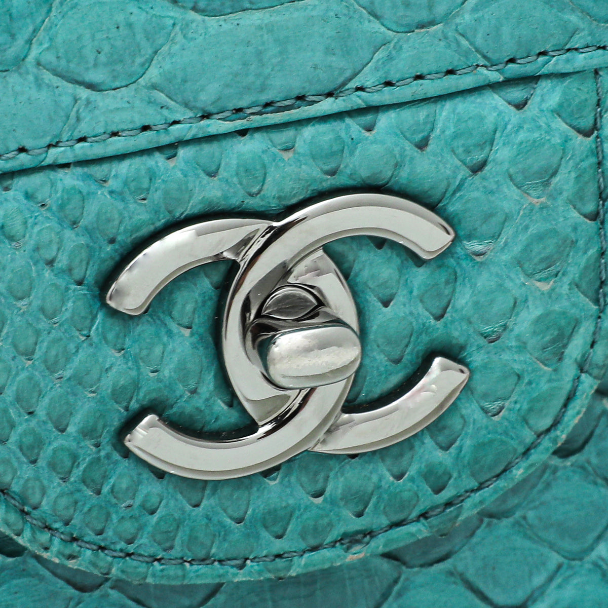 Python Turqoise Chanel Turquoise Python Classic Double Flap Jumbo Bag – THE CLOSET
