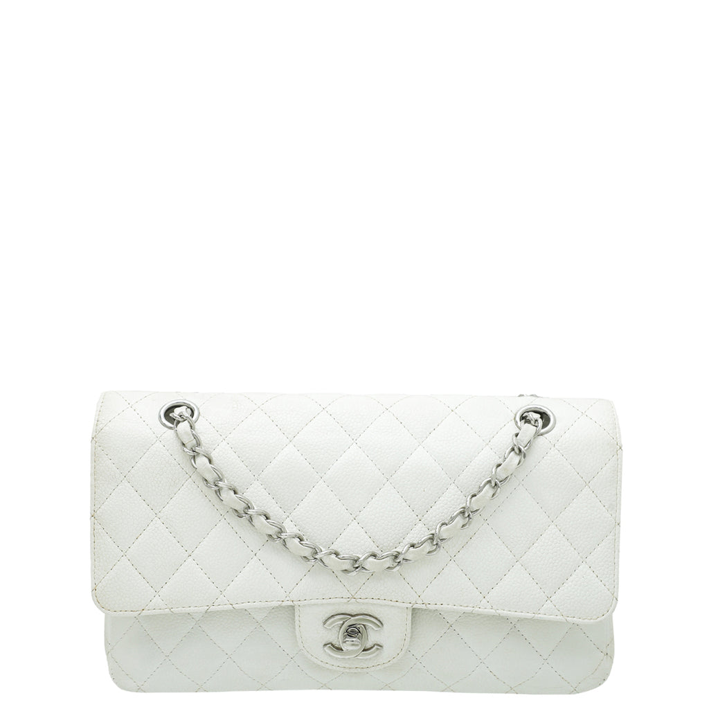 Chanel White CC Classic Medium Pouch – The Closet