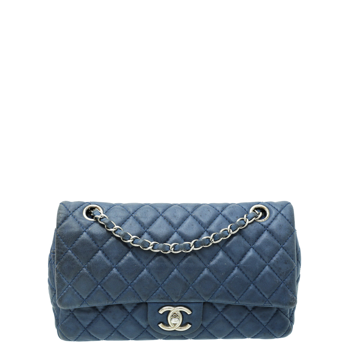 Chanel Classic Medium Double Flap Bag In Pink Quilted Jersey And Silver  Metallic Mademoiselle Chain