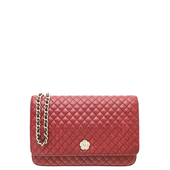 Chanel Red Micro Quilt Camellia Wallet on Chain – The Closet
