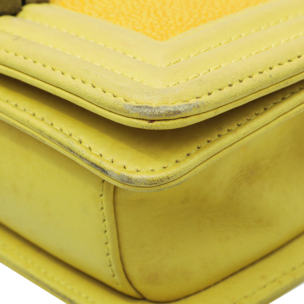 Chanel Yellow Galuchat Stingray Boy Small Bag