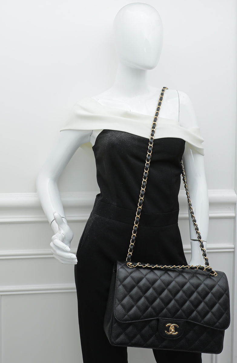 Chanel Black Classic Double Flap Jumbo Bag – The Closet