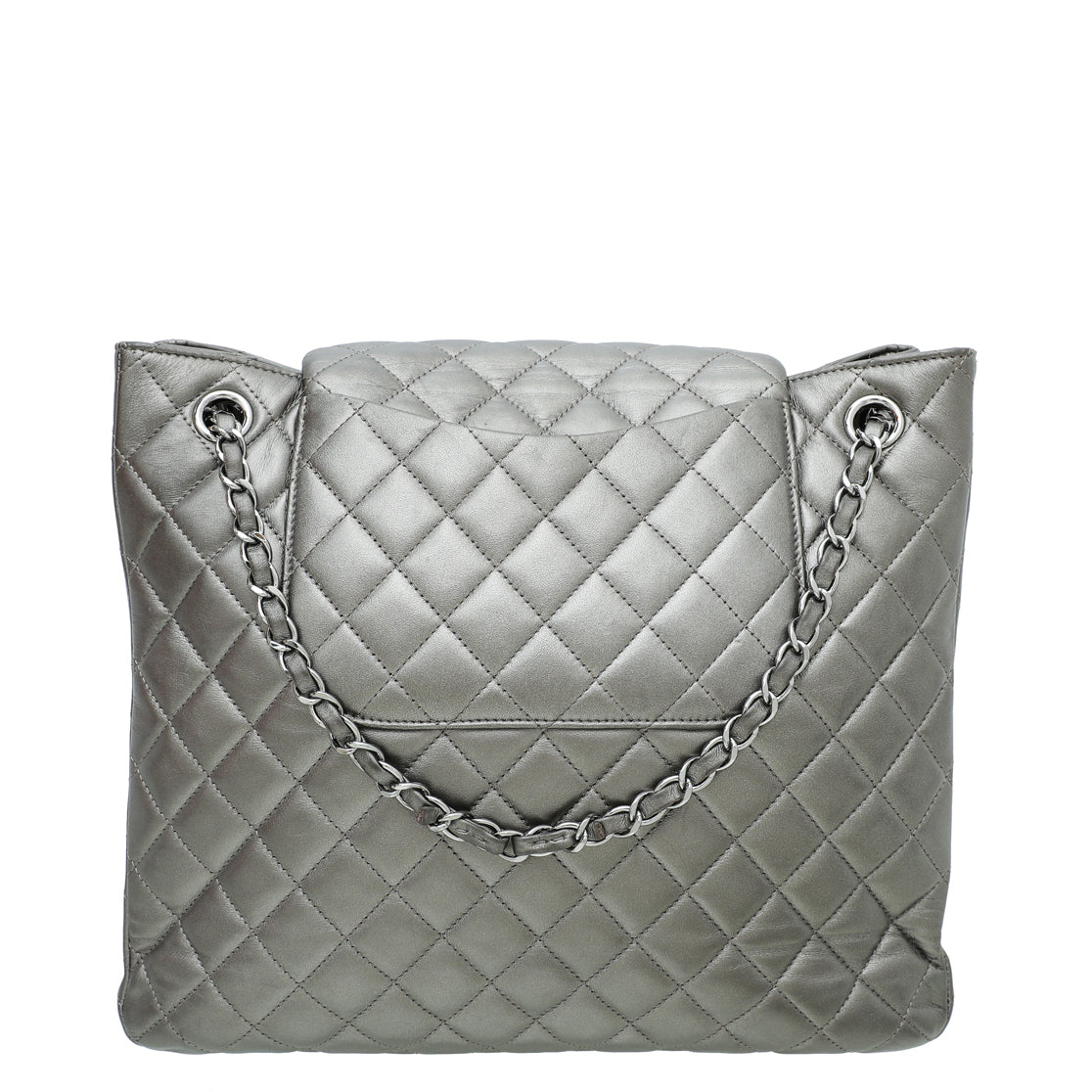 Chanel Metallic Grey CC Front Pocket Tote Medium Bag-Chanel-THE CLOSET