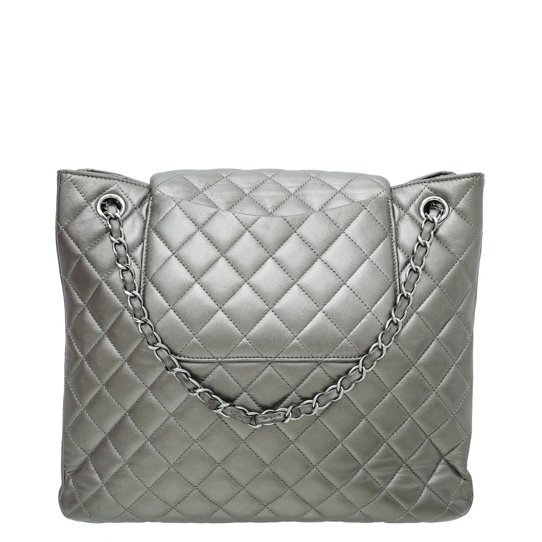 CHANEL Grained Calfskin Small CC Pocket Tote Grey 480289