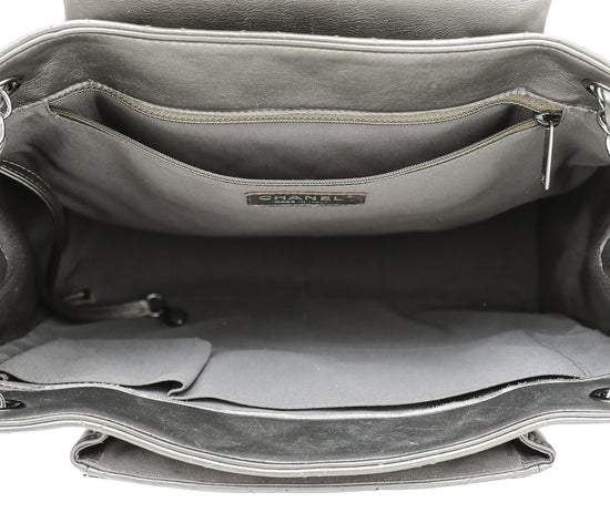Chanel Metallic Grey CC Front Pocket Tote Medium Bag