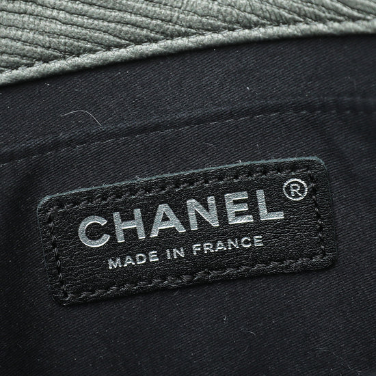 Chanel Metallic Grey CC Crystal Bow Chain Evening Bag