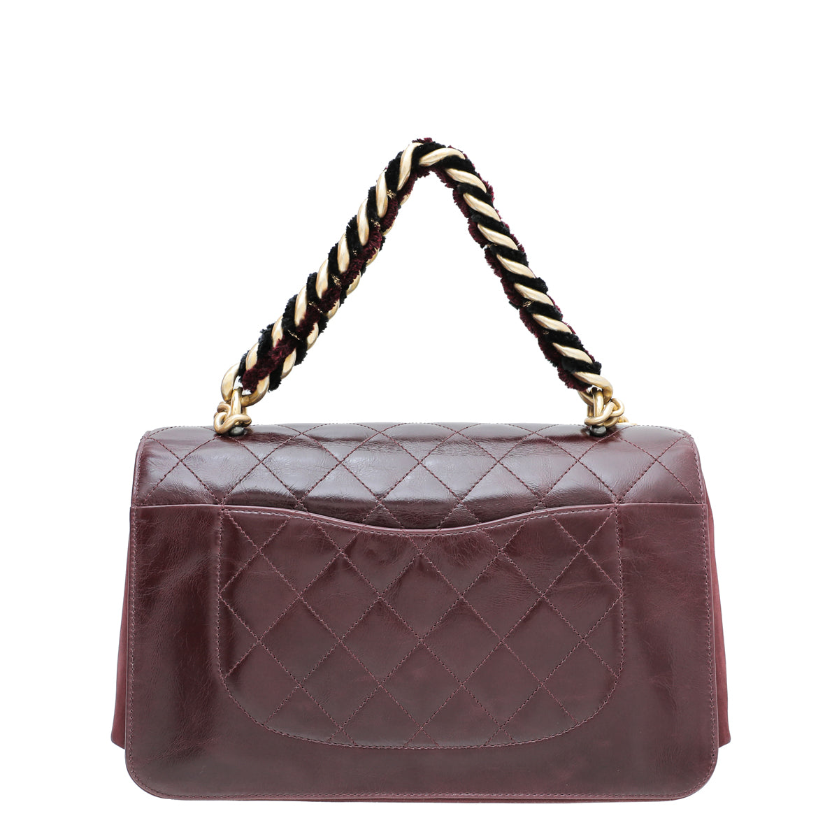 Chanel Burgundy CC Glazed Straight Line Large Bag