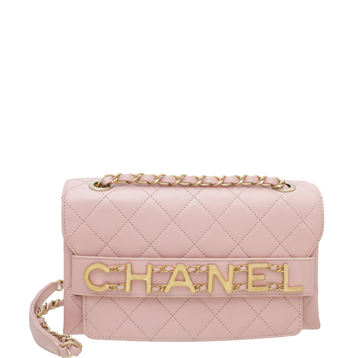 Chanel Pink Logo Enchained Flap Medium Bag-Chanel-THE CLOSET