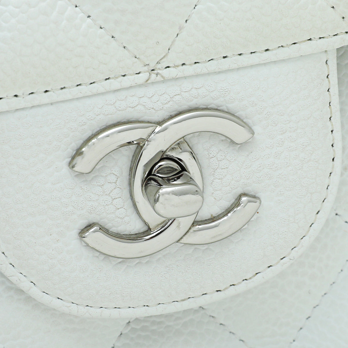 Chanel White Classic Double Flap Jumbo Bag