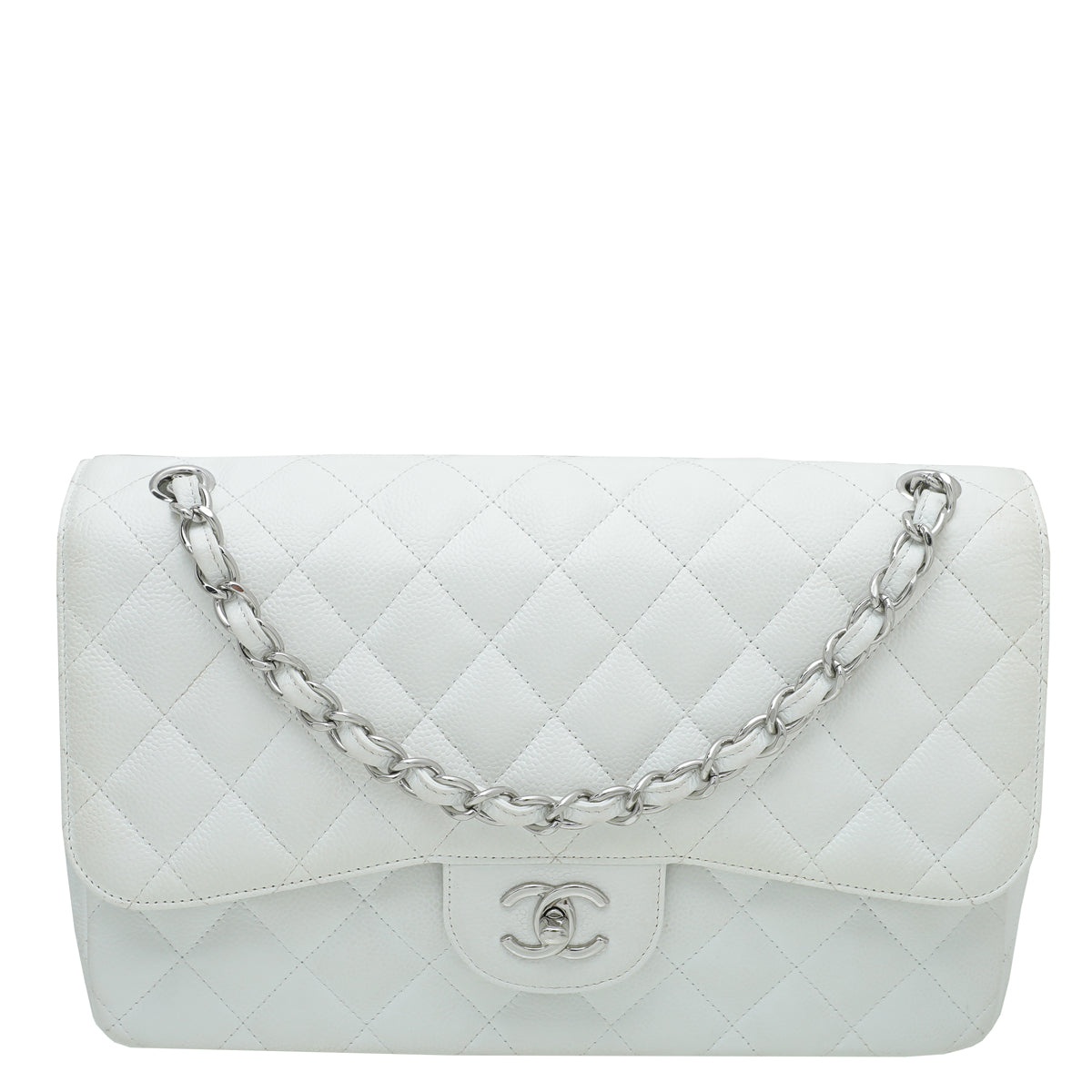 Chanel White CC Classic Double Flap Jumbo Bag-Chanel-THE CLOSET