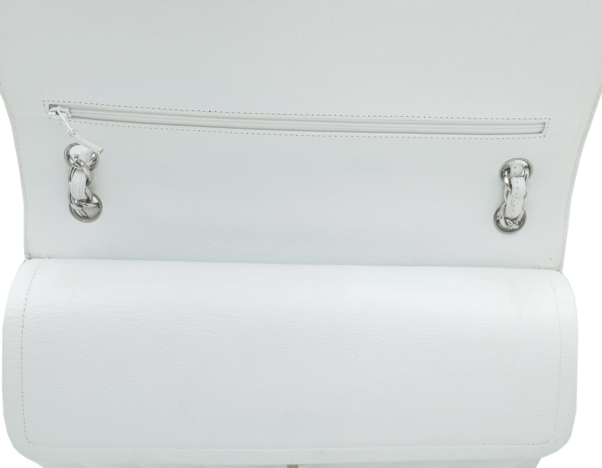 Chanel White CC Classic Double Flap Jumbo Bag