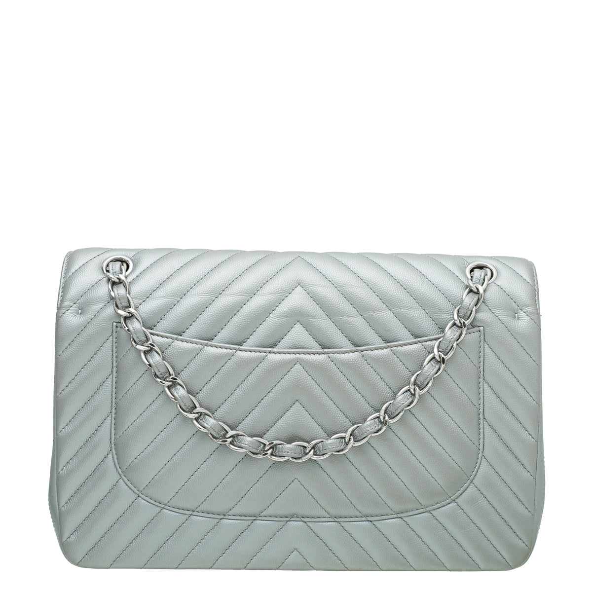 Chanel Grey CC Classic Chevron Double Flap Jumbo Bag-Chanel-THE CLOSET