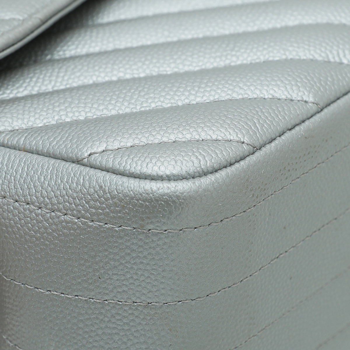 Chanel Grey CC Classic Chevron Double Flap Jumbo Bag