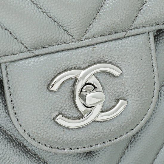 Chanel Grey CC Classic Chevron Double Flap Jumbo Bag – The Closet