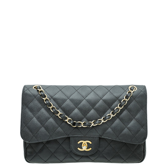 Chanel Black CC Classic Double Flap Jumbo Bag