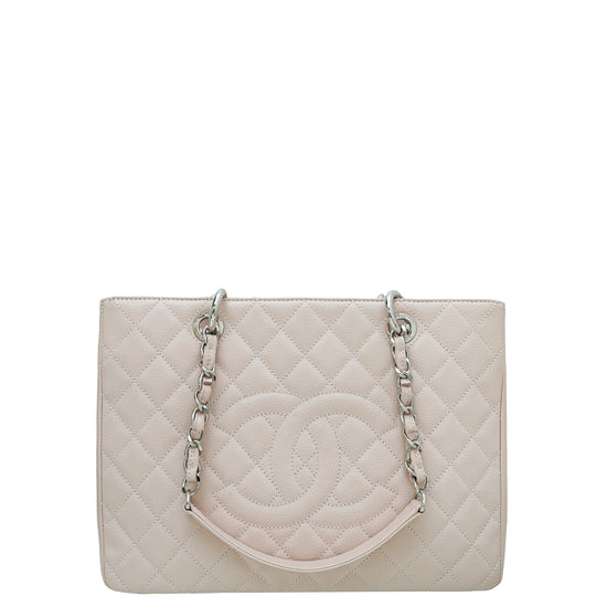 CHANEL Caviar Quilted Grand Shopping Tote GST White 1178849