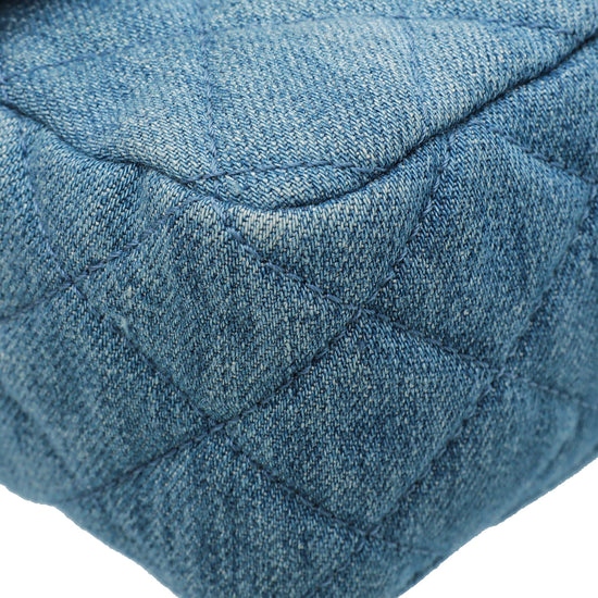 Chanel Blue Denim CC Pearl Crush Mini Rectangular Flap Bag