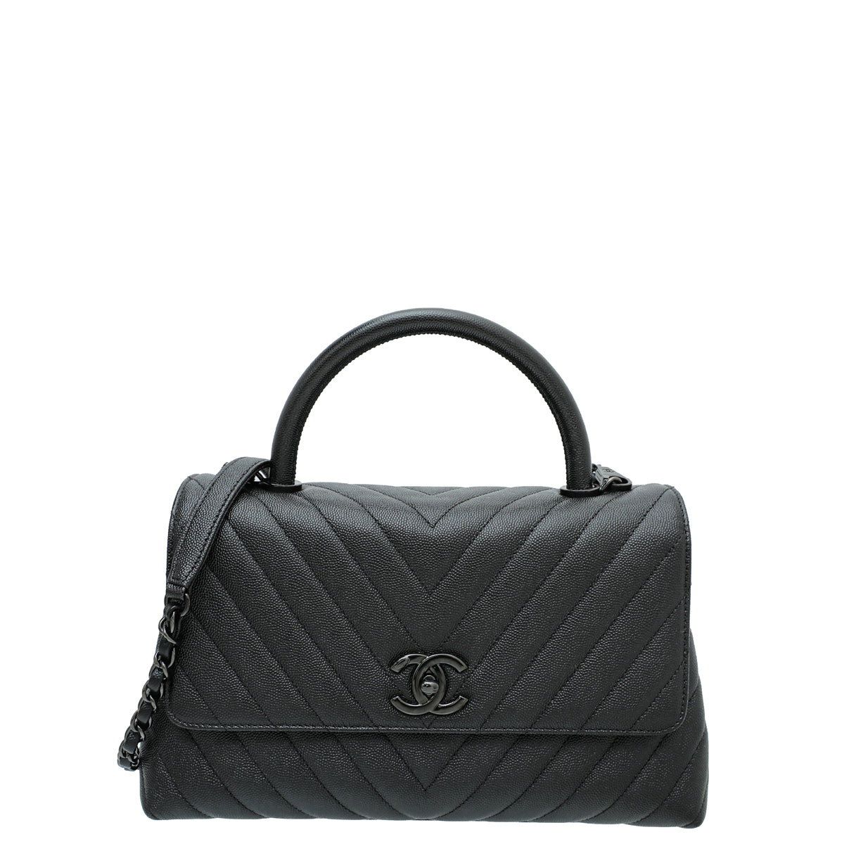 Chanel So Black Chevron Coco Handle Bag-Chanel-THE CLOSET