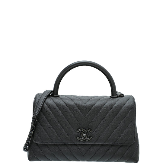 Chanel So Black Chevron Coco Handle Bag – The Closet