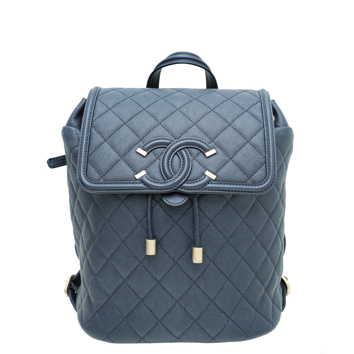 Chanel Navy Blue Filigree Backpack Bag-Chanel-THE CLOSET
