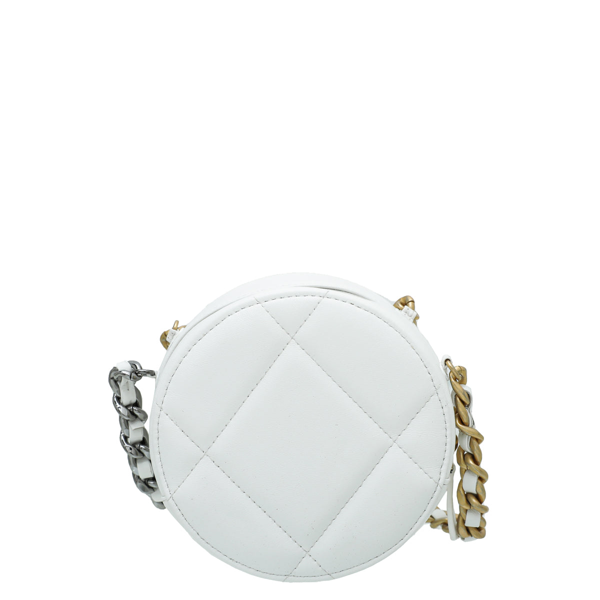 Chanel White CC 19 Round Mini Clutch With Chain-Chanel-THE CLOSET
