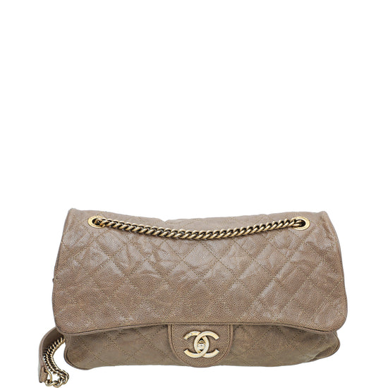 Chanel Brown Glazed CC Easy Flap Jumbo Bag