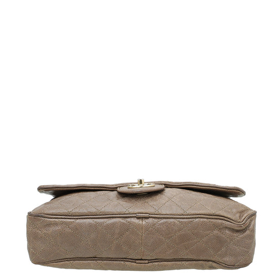 Chanel Brown Glazed CC Easy Flap Jumbo Bag
