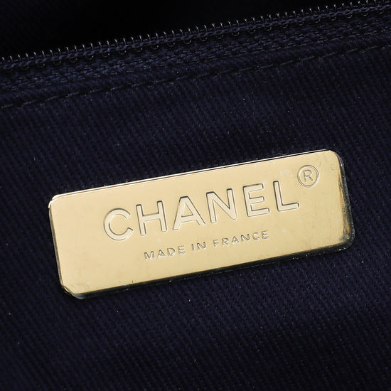Chanel Navy Blu CC Shopping Tote Bag
