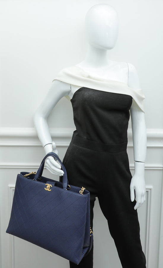 Chanel Shopping Tote Bags Blue Cotton ref.655204 - Joli Closet