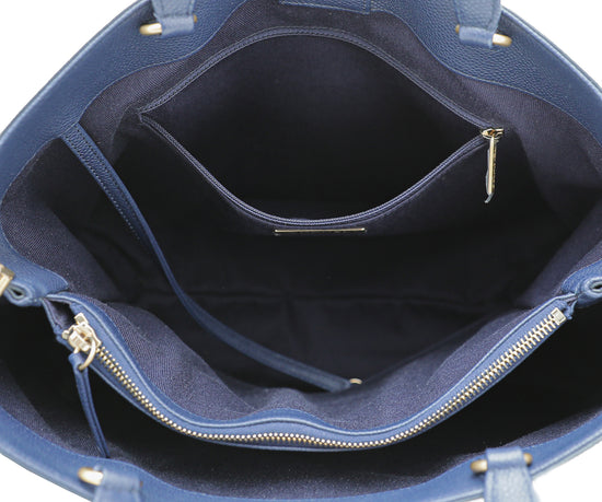Chanel Navy Blu CC Shopping Tote Bag