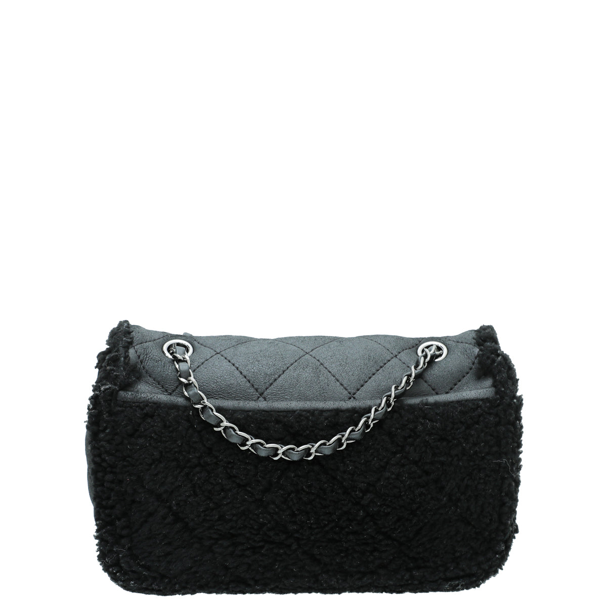 Chanel Black CC Shearling Coco Neige Small Flap Bag