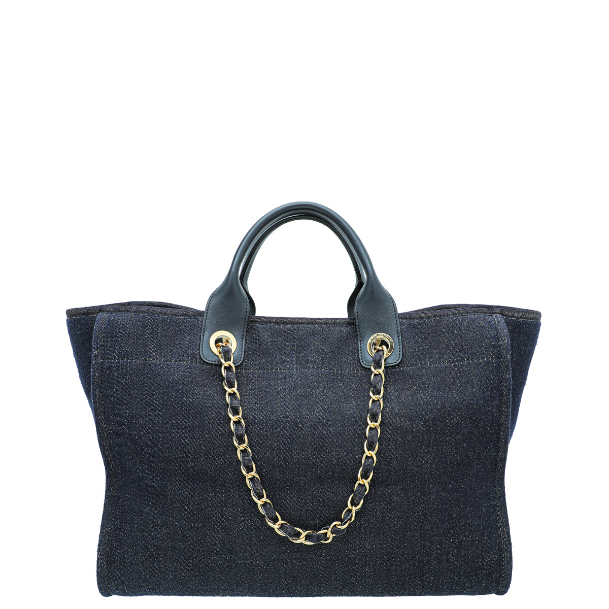 Chanel CC Navy Blue Metallic Fabric Deauville Tote Bag-Chanel-THE CLOSET