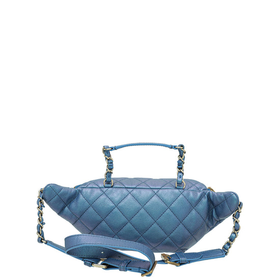 Chanel Blue CC Quilted Fanny Pack Waist Belt Bag