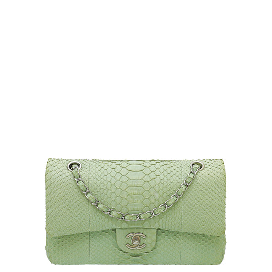 Chanel Light Green Python Classic Double Flap Medium Bag – The Closet