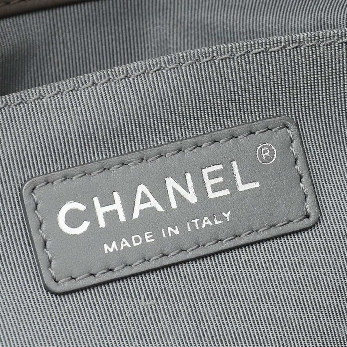 Chanel Etoupe Chevron Le Boy Medium Bag