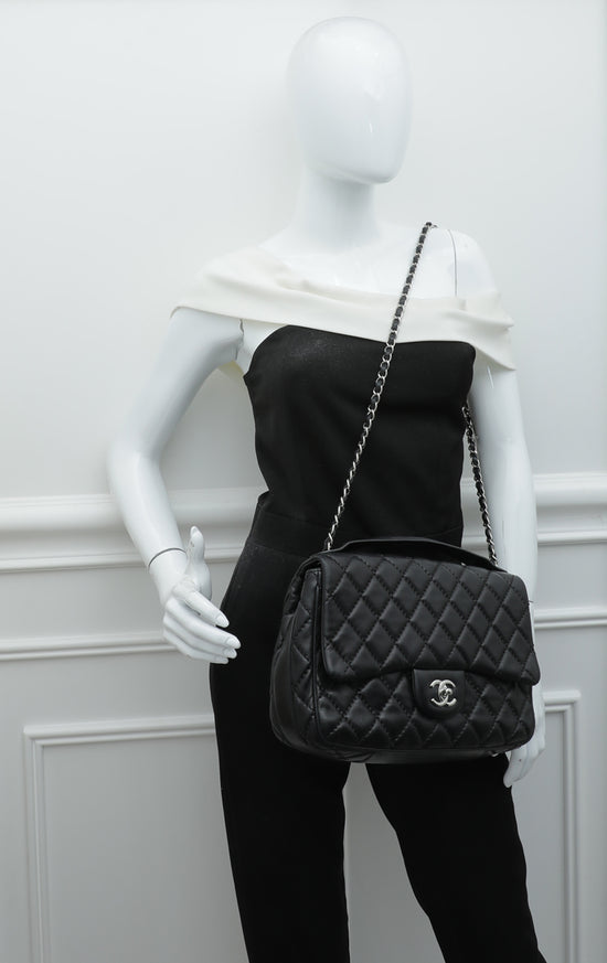 CHANEL Lambskin Quilted Easy Carry Flap Black 756345
