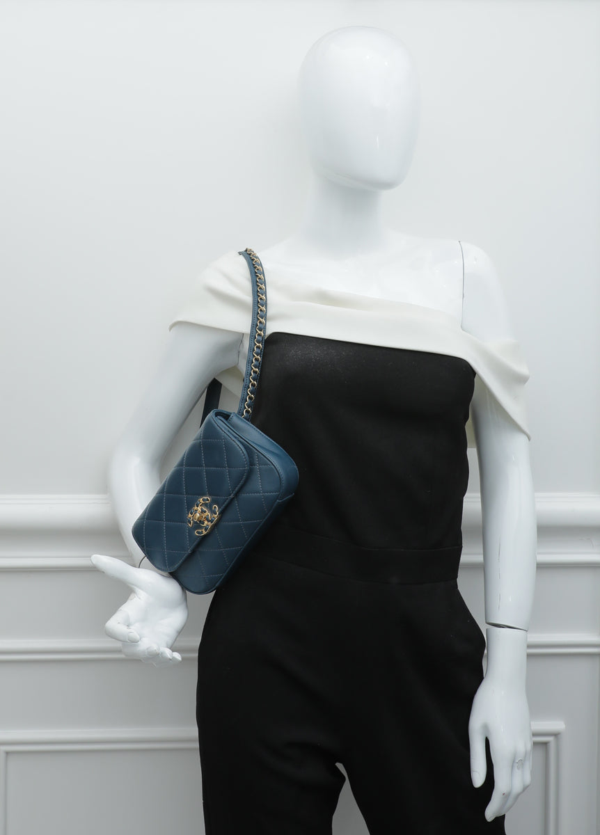 Chanel Blue CC Chain Infinity Waist Belt Bag
