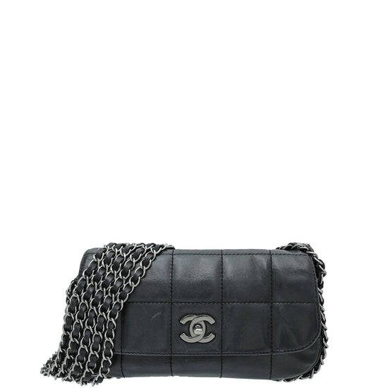 Chanel Black Chocolate Bar Multi Chain Flap Bag – The Closet