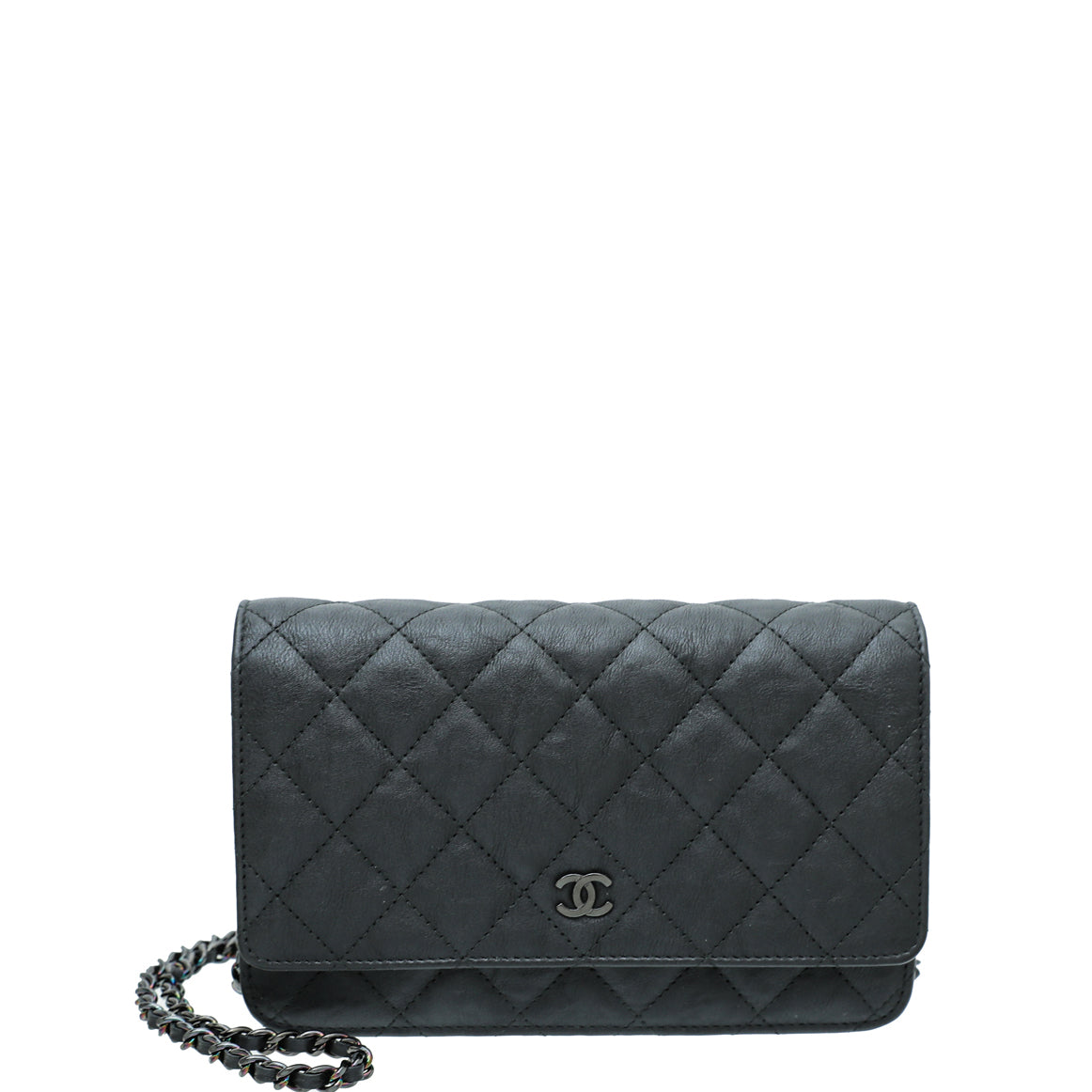 Chanel So Black CC Classic Crumpled Wallet On Chain-Chanel-THE CLOSET