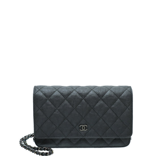Chanel So Black CC Classic Crumpled Wallet On Chain