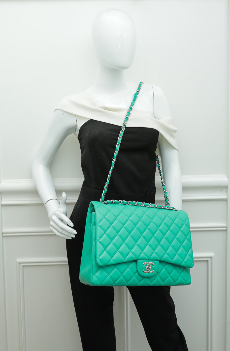 Chanel Lime CC Classic Double Flap Maxi Bag – The Closet
