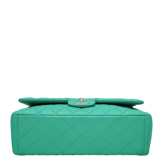 Chanel Green CC Classic Double Flap Maxi Bag