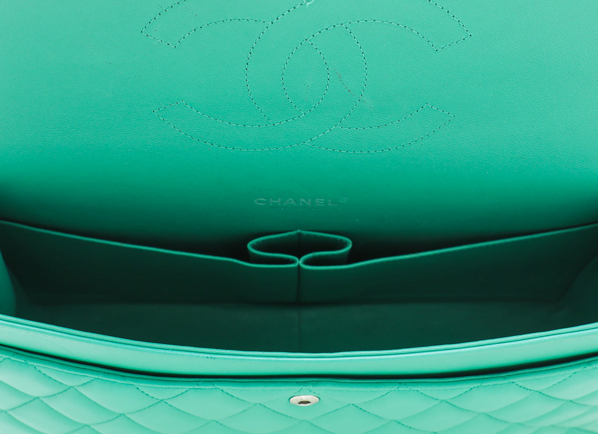 Chanel Green CC Classic Double Flap Maxi Bag